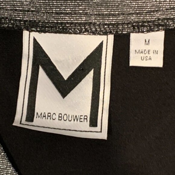 Marc Bower Scoop Neck Pinch Pleat Tunic Top Black Silver Metallic Trim Sz M #54B - Picture 5 of 7